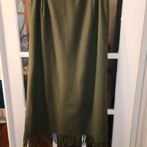 90s Pendleton Dark Green 100% WOOL Skirt with Fringe